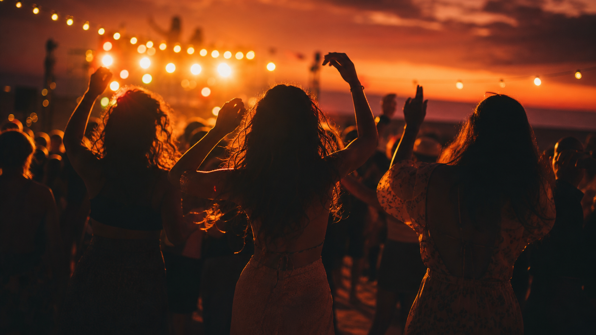 La fête, danseuses et orchestre