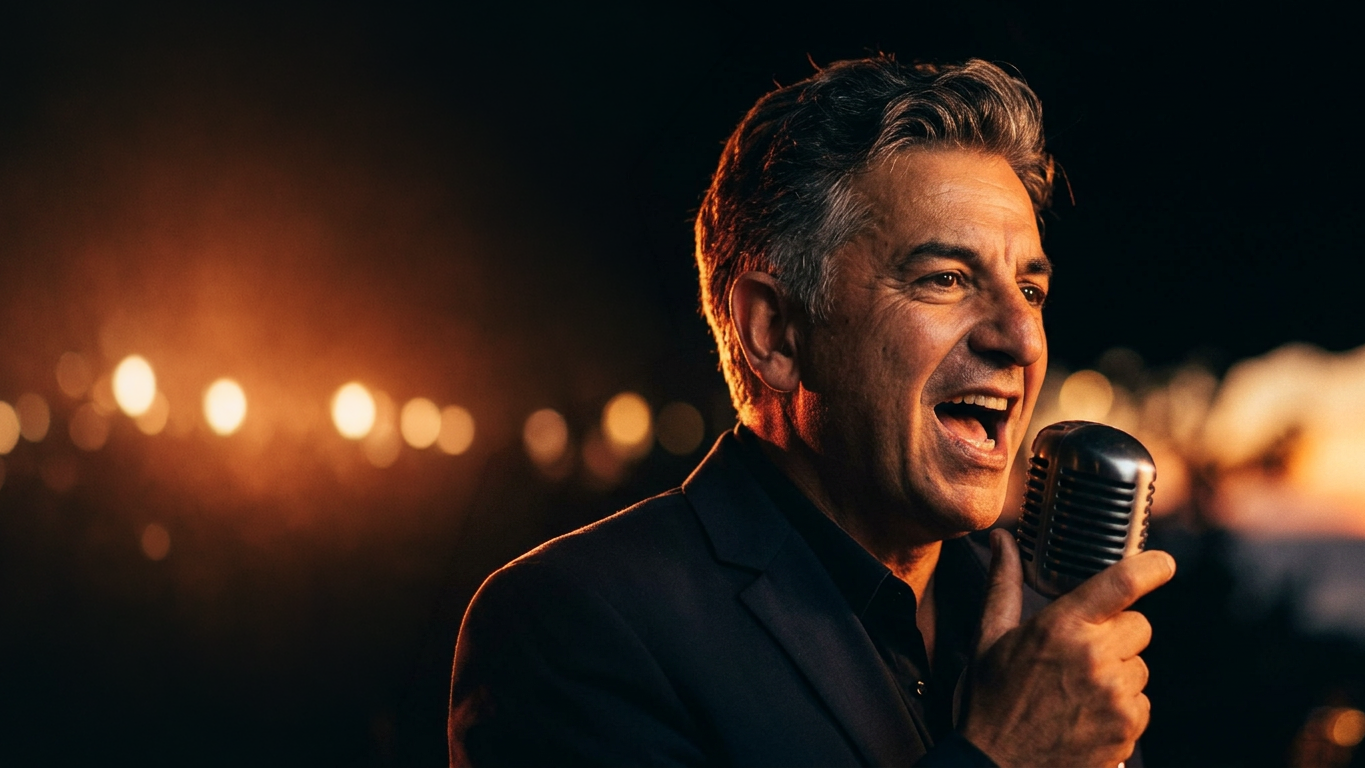 Jean-Michel Zanotti en scène au coucher du soleil