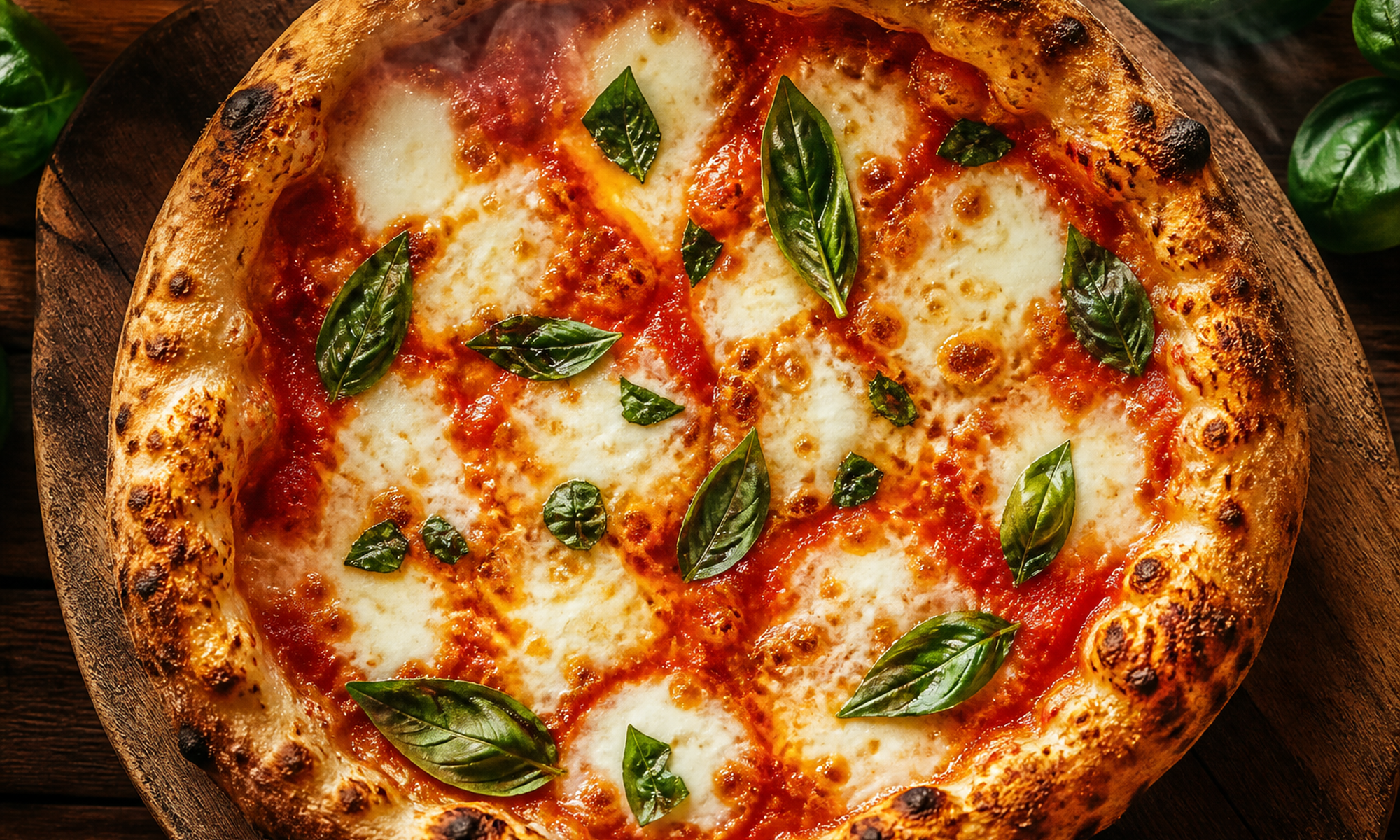 Pizza margherita au feu de bois de La Fabbrica