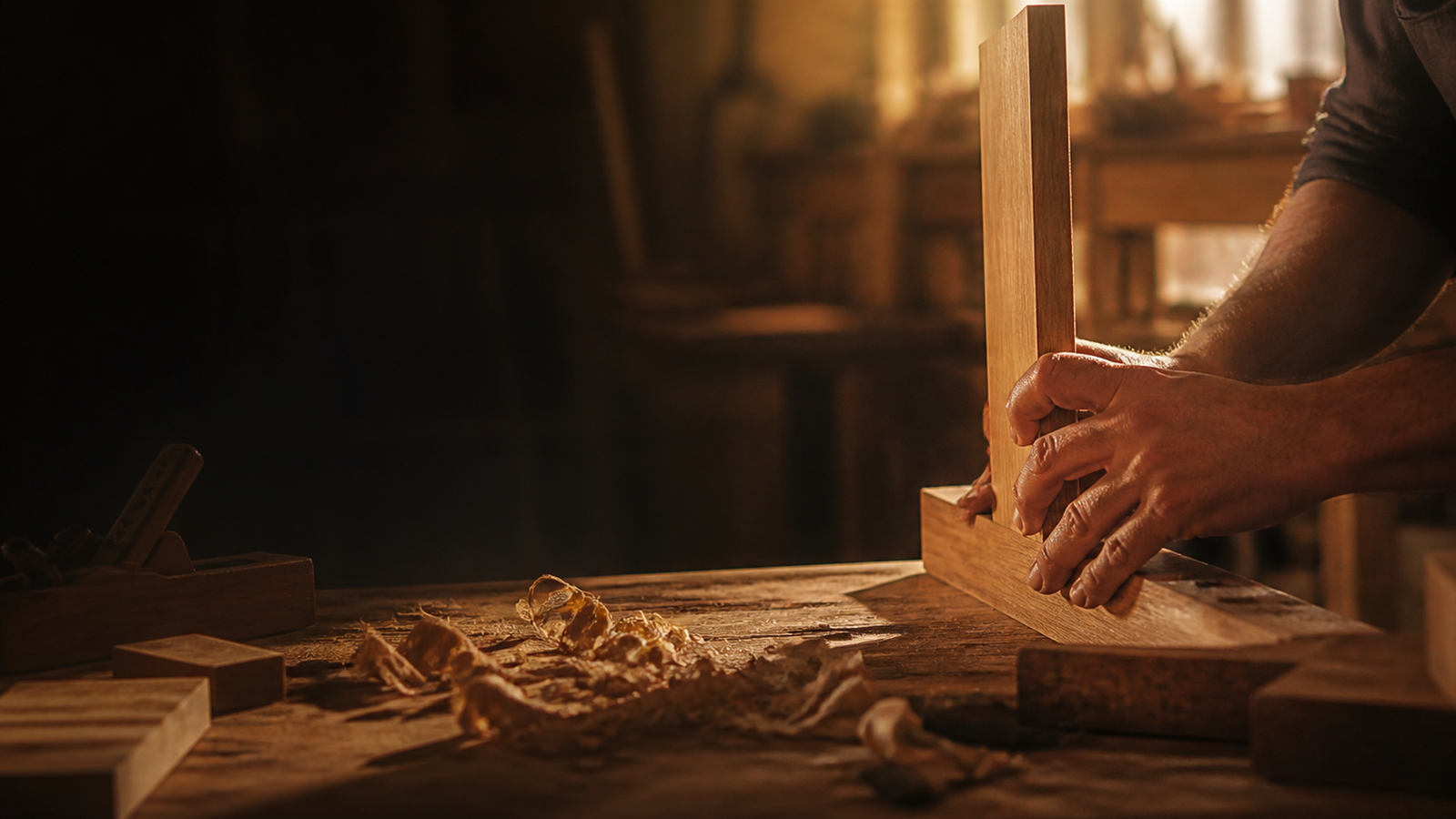 Menuisier au travail dans son atelier