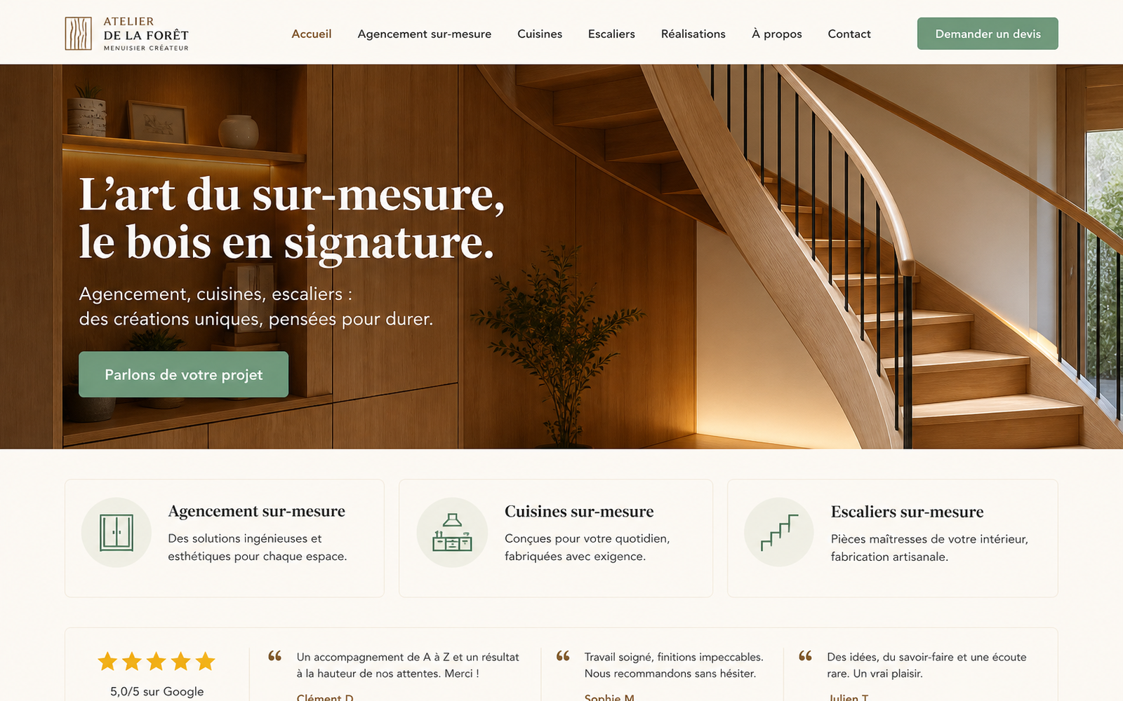 Exemple de site créé pour ce métier