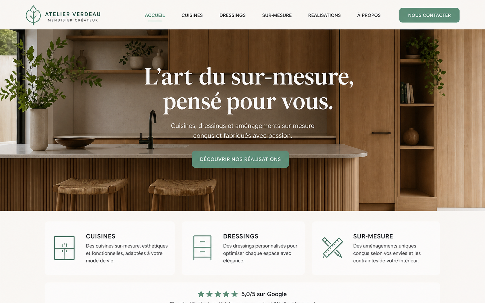Exemple de site créé pour ce métier
