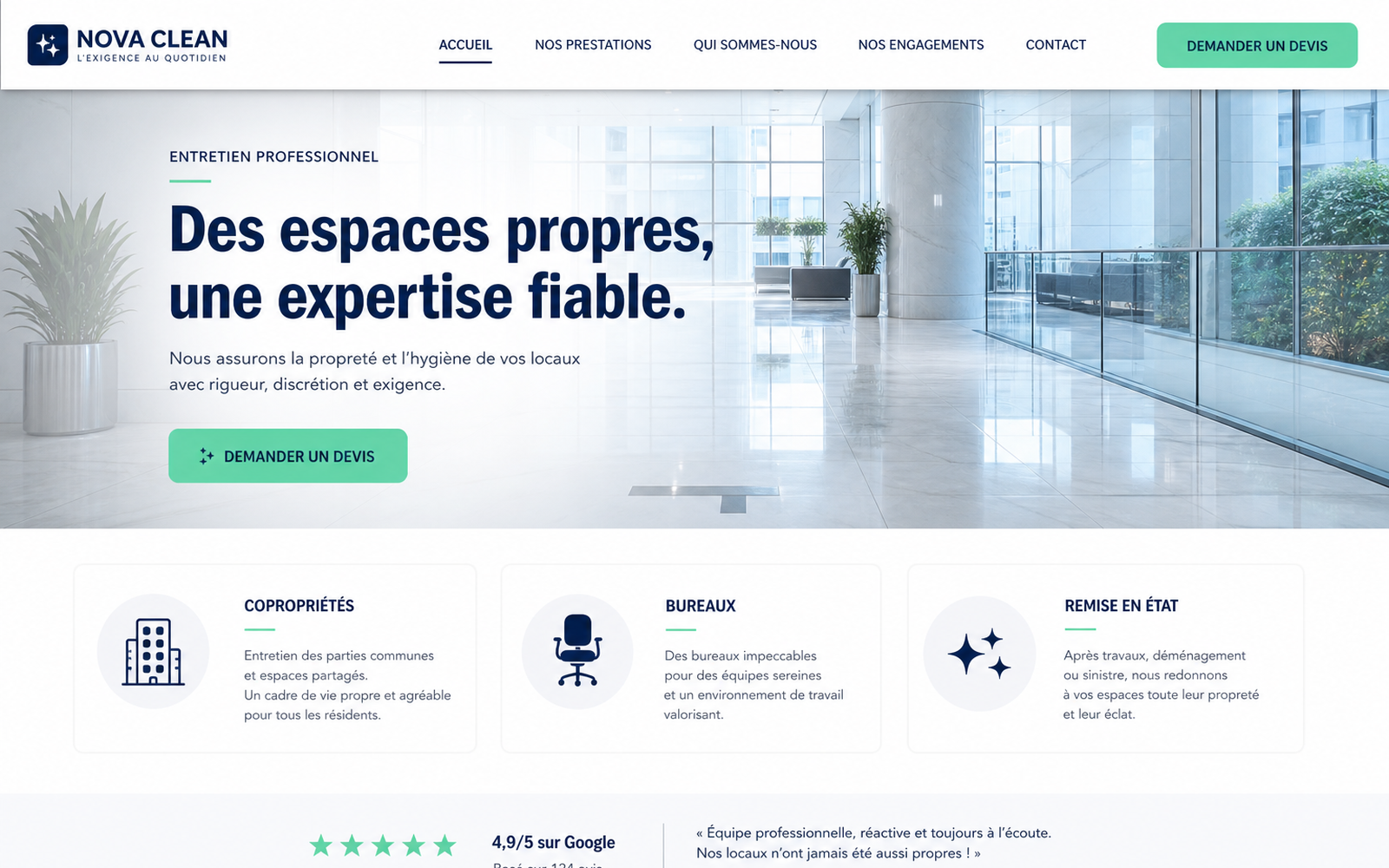 Exemple de site créé pour ce métier