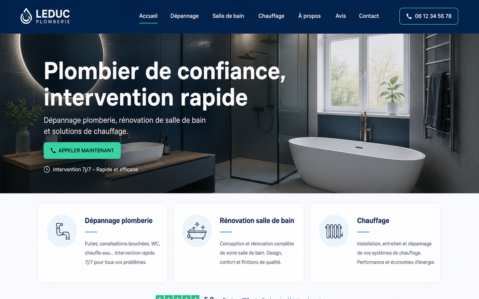 Exemple de site créé pour ce métier