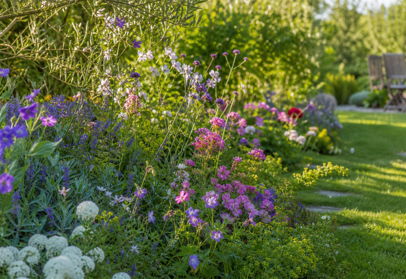 Jardin avec massif fleuri