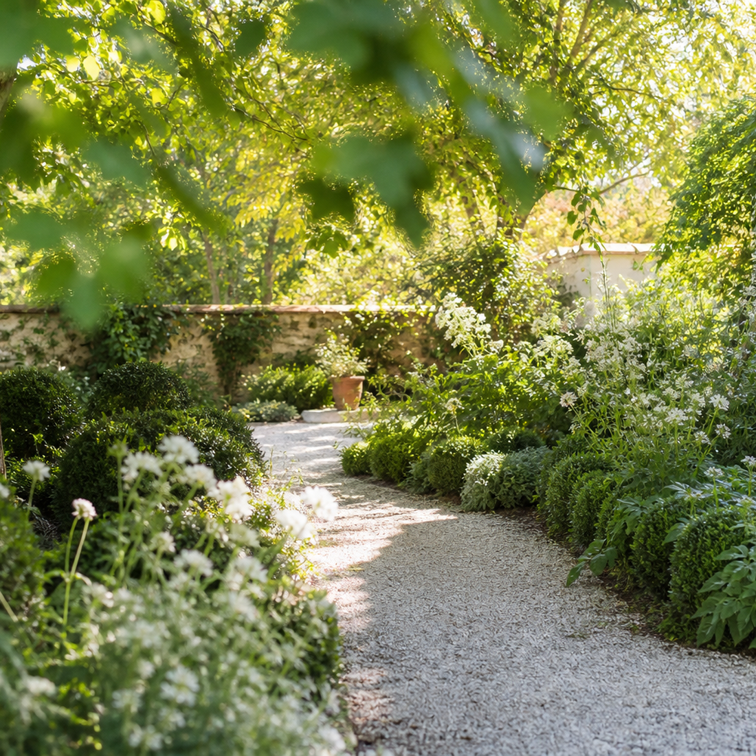 Allée de jardin en gravier