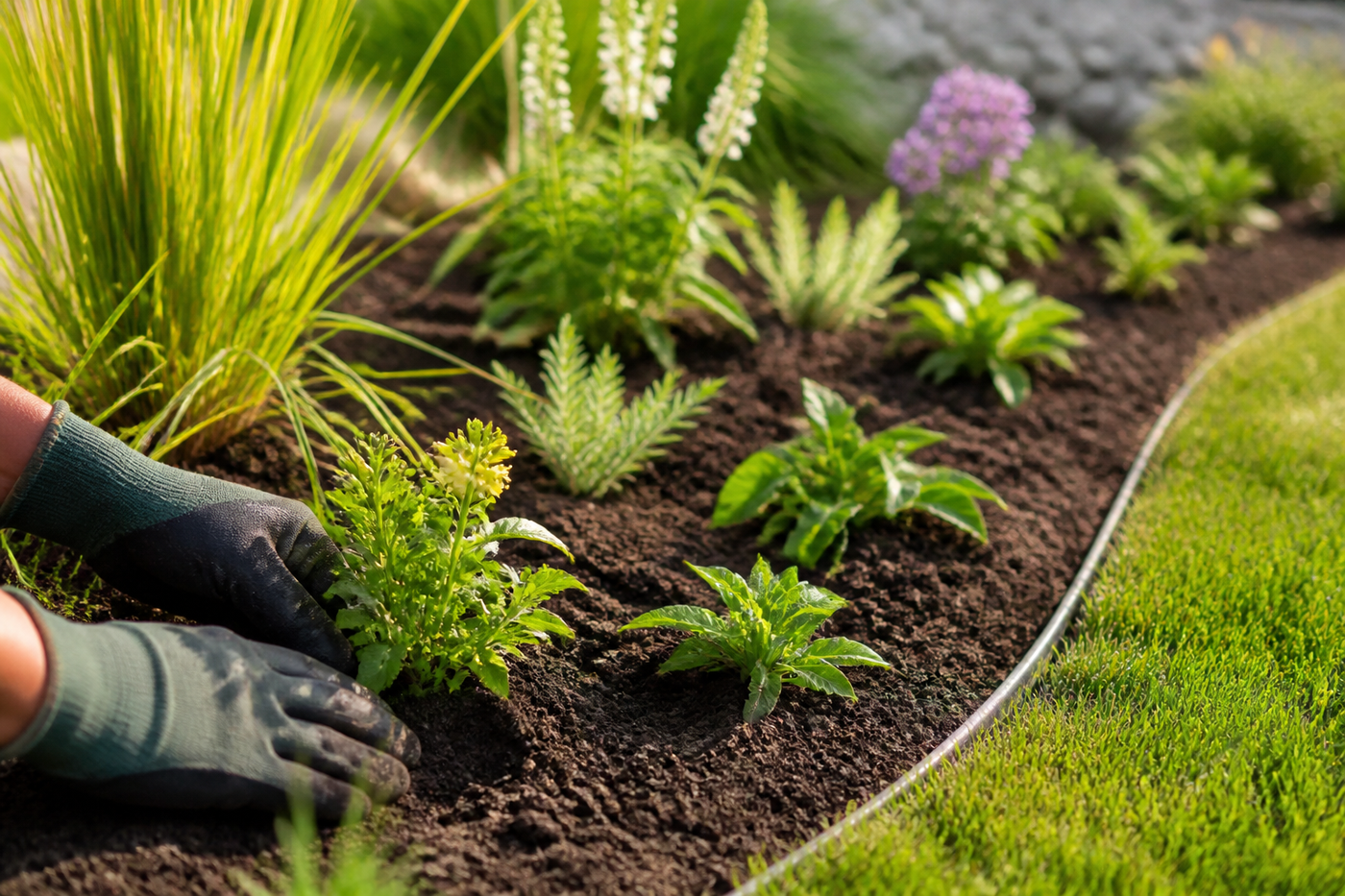 Création d'un jardin avec massifs